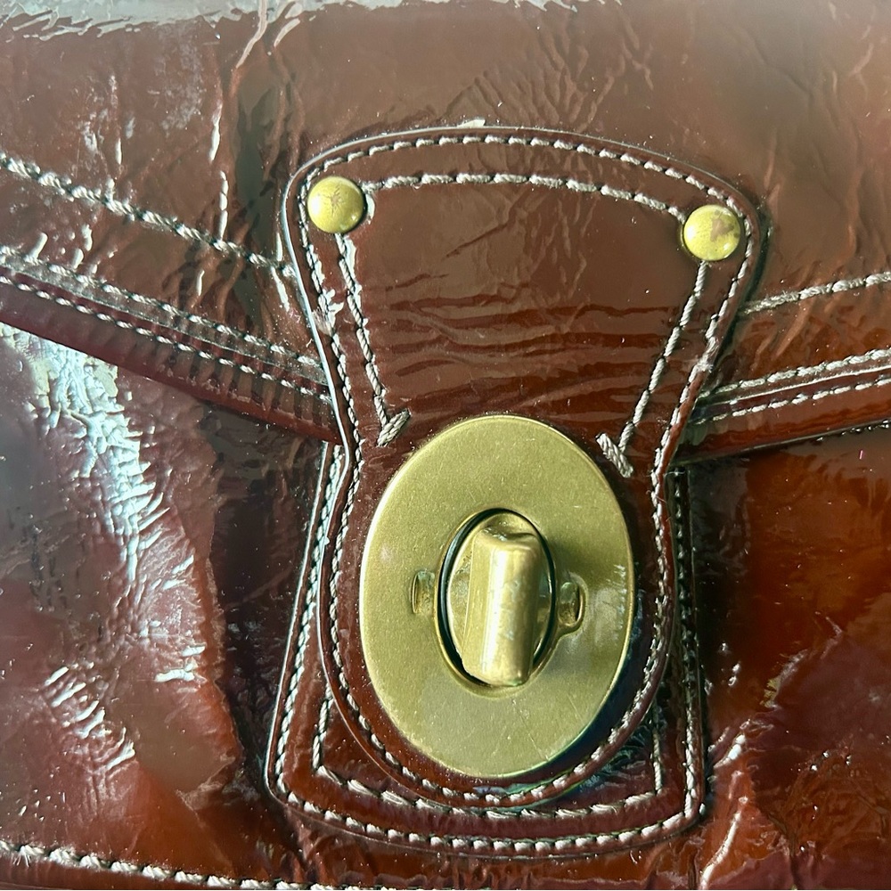 Coach Glossy Patent Leather Satchel in Deep Burgundy - Picture 2 of 16
